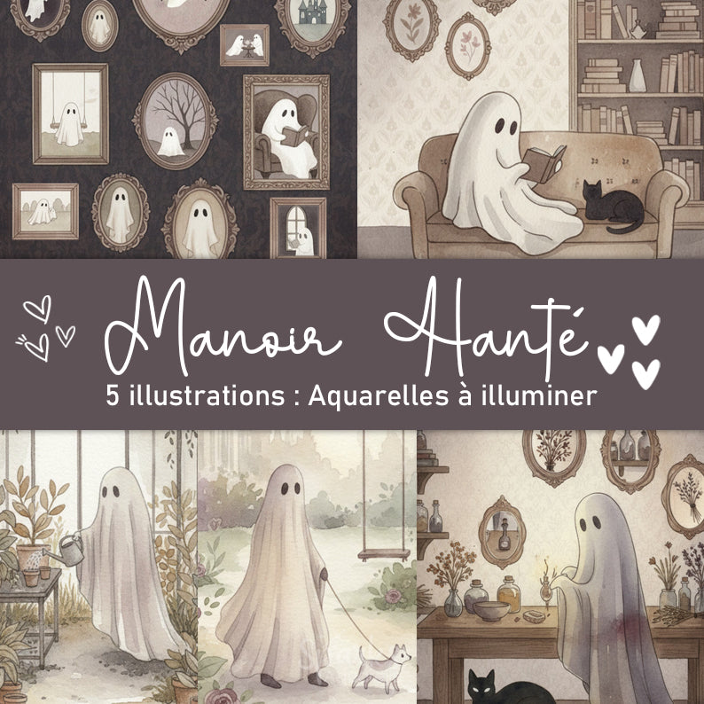 Collection Manoir Hanté :  illustrations à pailleter