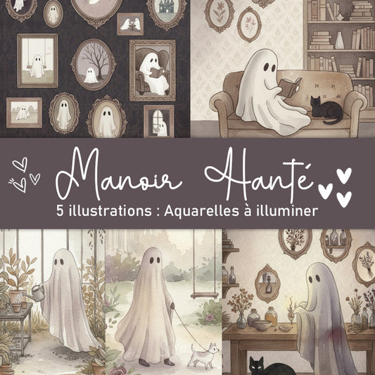 Collection Manoir Hanté :  illustrations à pailleter