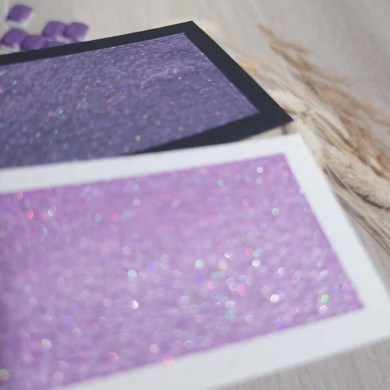 Rarity | Quart de godet d'aquarelle pailletée | aquarelle holographique violette | aquarelle scintillante violette | fabriquée à la main