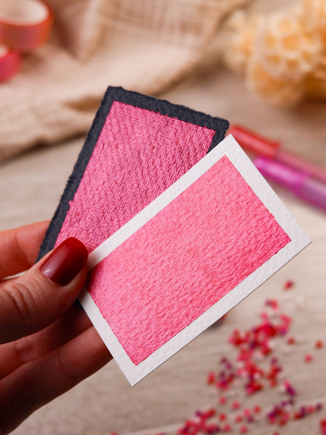 Vérone | Godet d’aquarelle métallisée | aquarelle rouge métallisée | peinture brillante | fabriquée à la main | cadeau artiste | quart godet