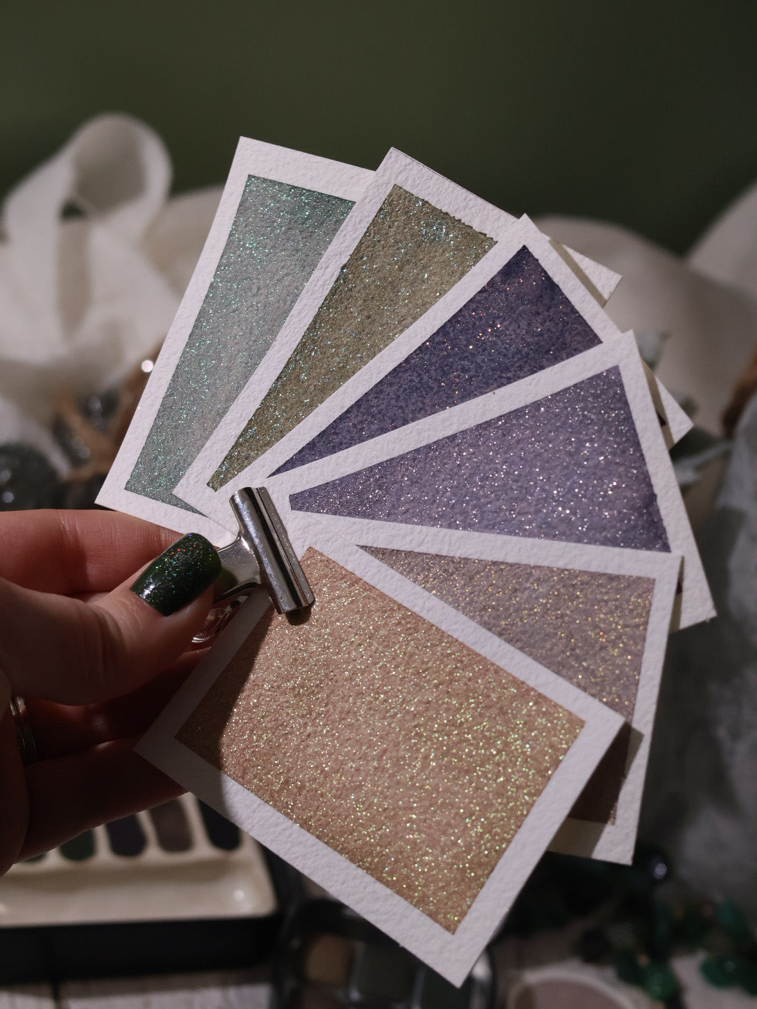 Jardin Glacé | 6 aquarelles à effet | Subtiles, lumineuses et givrées | Fait main