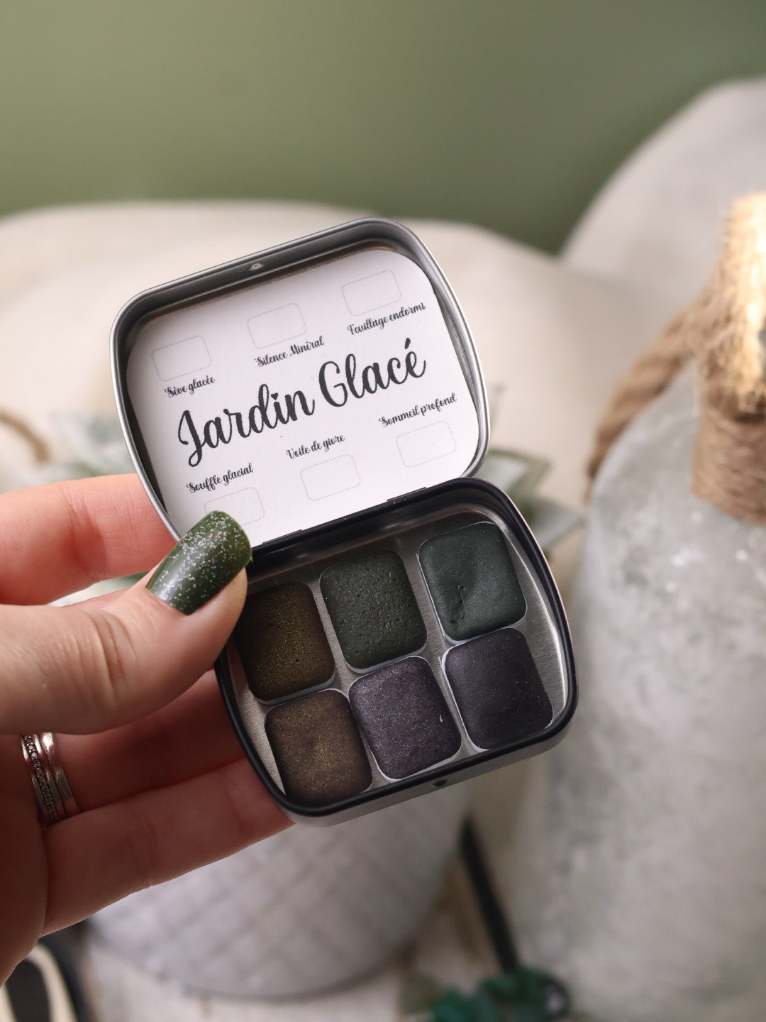 Jardin Glacé | 6 aquarelles à effet | Subtiles, lumineuses et givrées | Fait main