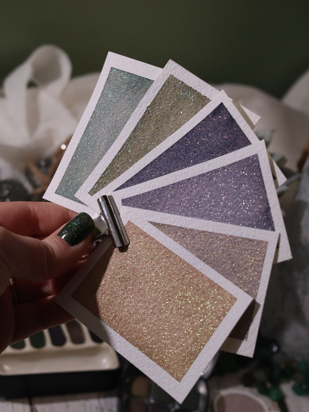 Jardin Glacé | 6 aquarelles à effet | Subtiles, lumineuses et givrées | Fait main