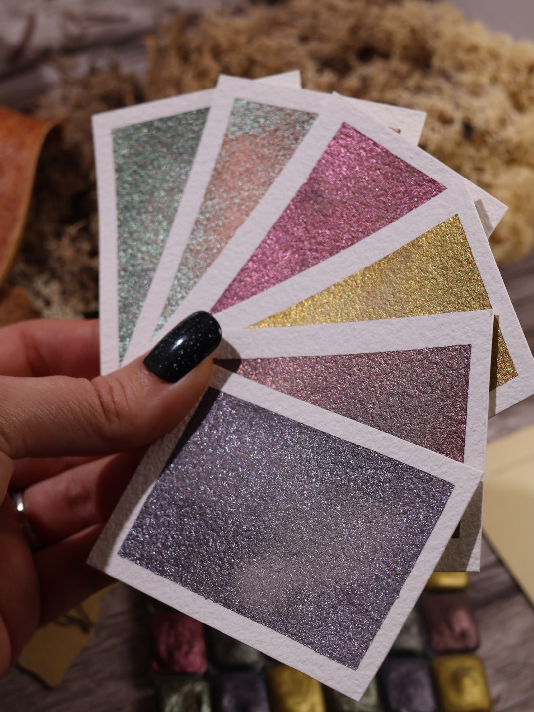 Cueillette Secrète - 6 aquarelles métallisées | aquarelle métallisées | aquarelle artisan