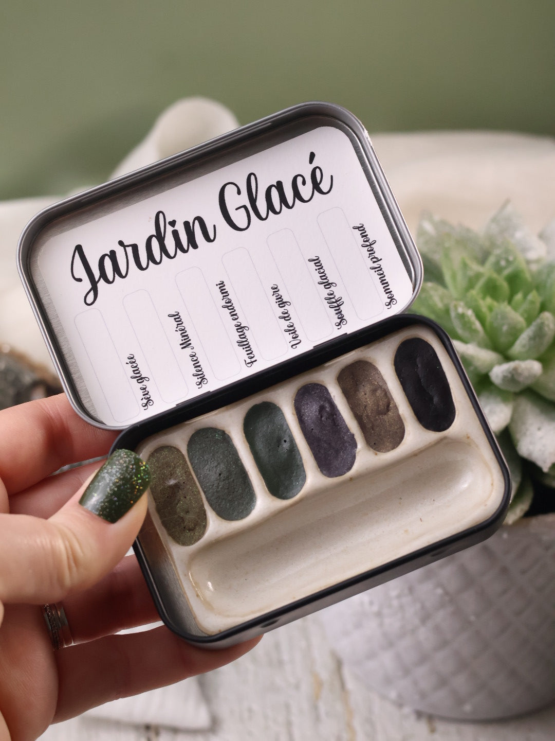 Jardin Glacé | 6 aquarelles à effet | Subtiles, lumineuses et givrées | Fait main