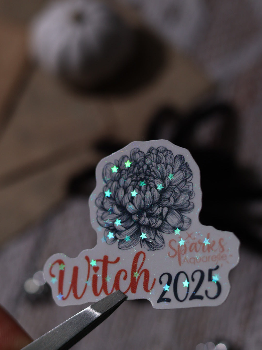 Sticker pailleté pour palette d’aquarelle ✨- Witch2025 - décoration palette peinture artistique