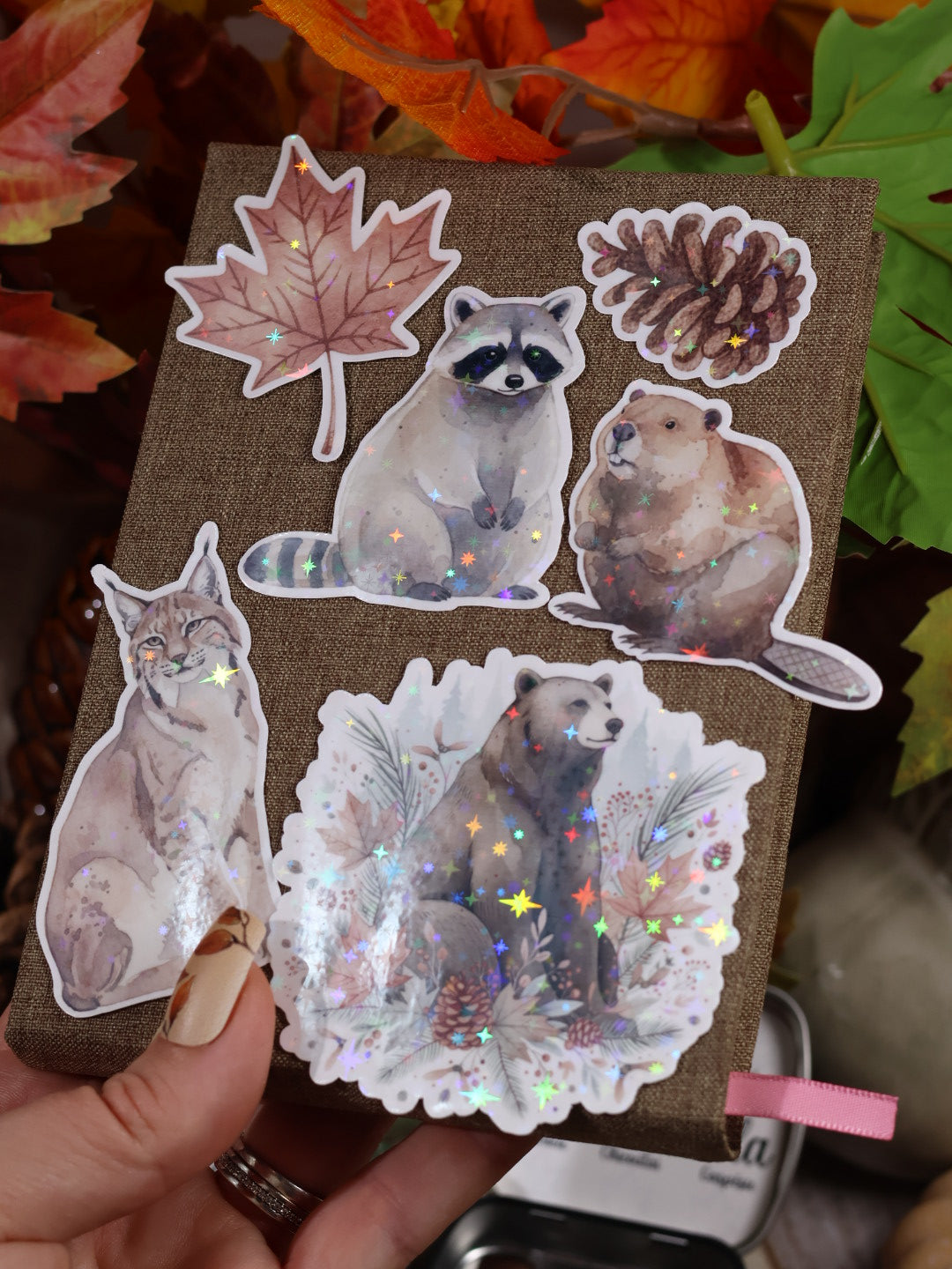 Lot de 6 stickers Voyage au Canada en vinyle scintillant – Stickers pailletés