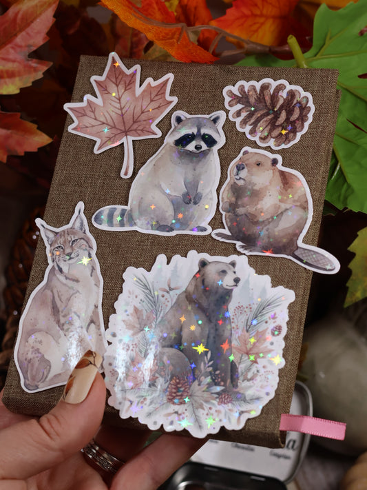 Lot de 6 stickers Voyage au Canada en vinyle scintillant – Stickers pailletés
