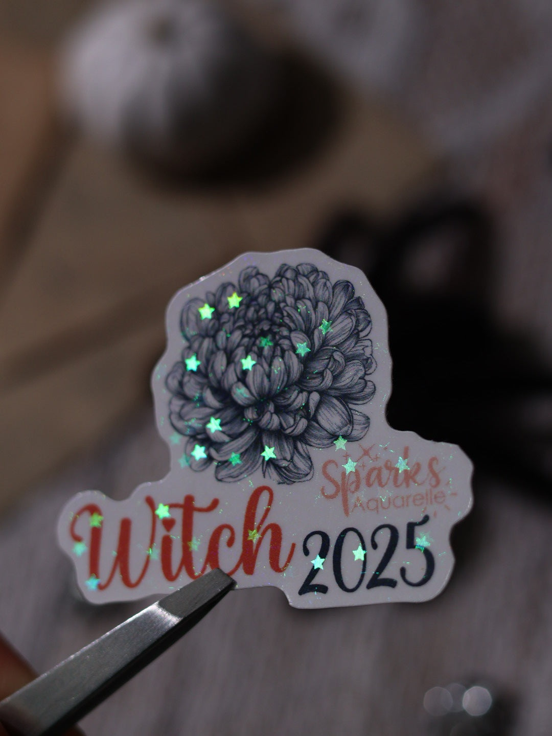 Sticker pailleté pour palette d’aquarelle ✨- Witch2025 - décoration palette peinture artistique