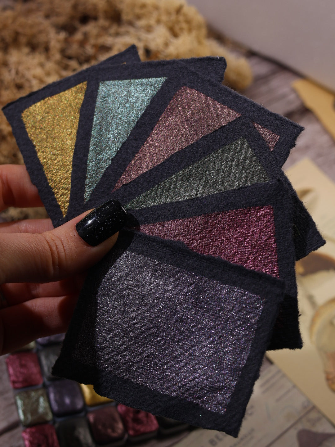 Cueillette Secrète - 6 aquarelles métallisées | aquarelle métallisées | aquarelle artisan