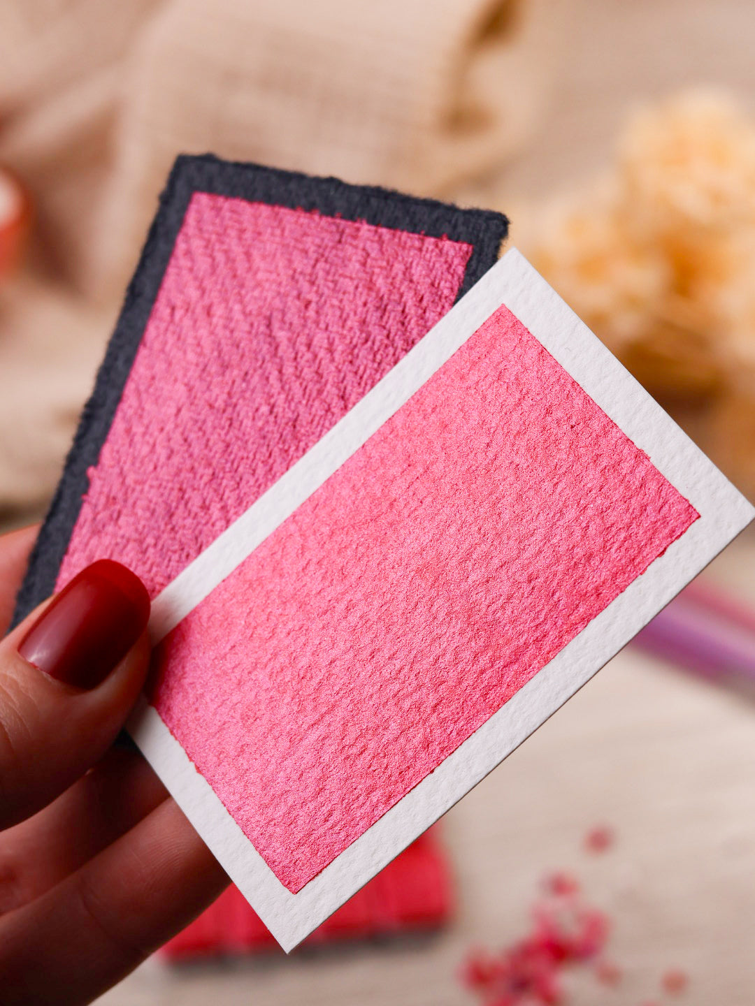 Vérone | Godet d’aquarelle métallisée | aquarelle rouge métallisée | peinture brillante | fabriquée à la main | cadeau artiste | quart godet