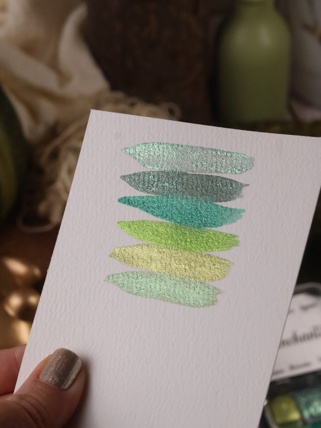 Forêt Enchantée | Aquarelles à paillettes Velvet | 6 couleurs magiques et féeriques | Profondes, lumineuses, mystérieuses | Fait main