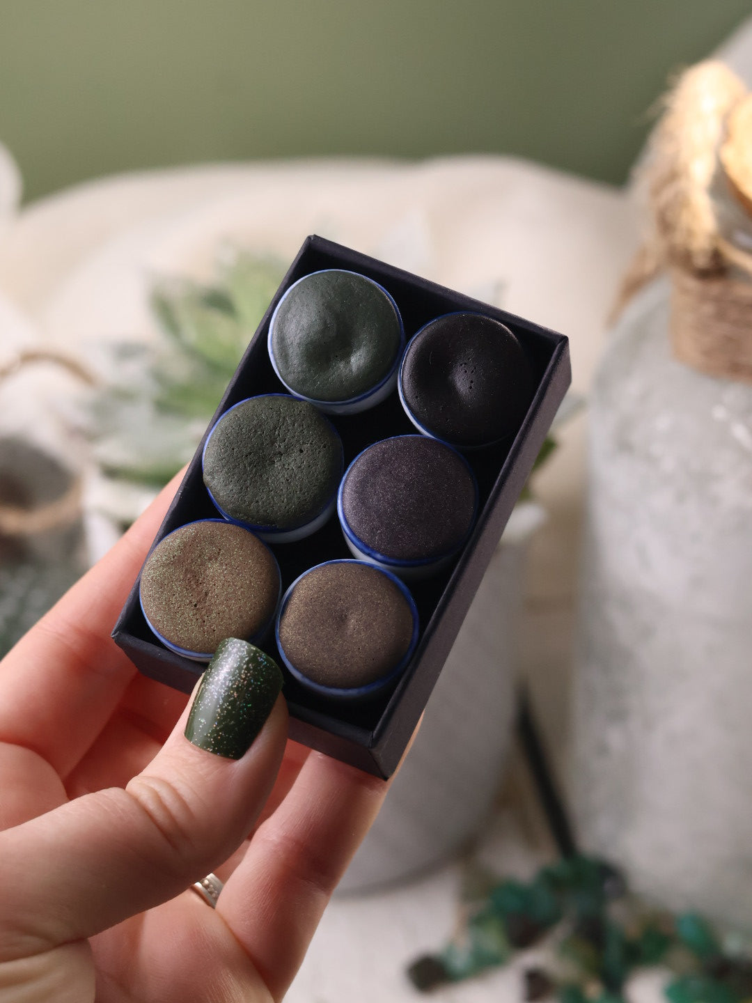 Jardin Glacé | 6 aquarelles à effet | Subtiles, lumineuses et givrées | Fait main