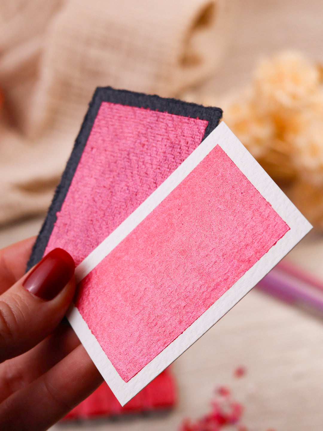 Vérone | Godet d’aquarelle métallisée | aquarelle rouge métallisée | peinture brillante | fabriquée à la main | cadeau artiste | quart godet