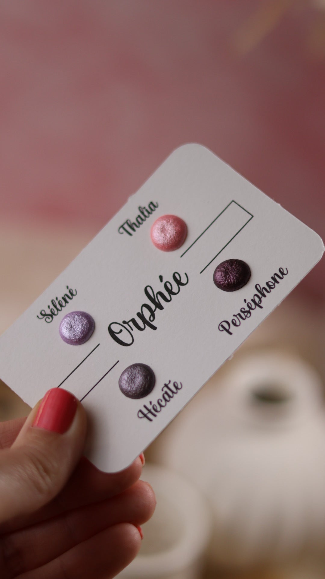 Orpheus | Punktkarte 4 Glitzer-Aquarellfarben | handgefertigte Aquarellfarben | hergestellt in Frankreich | holografischer Glitzer