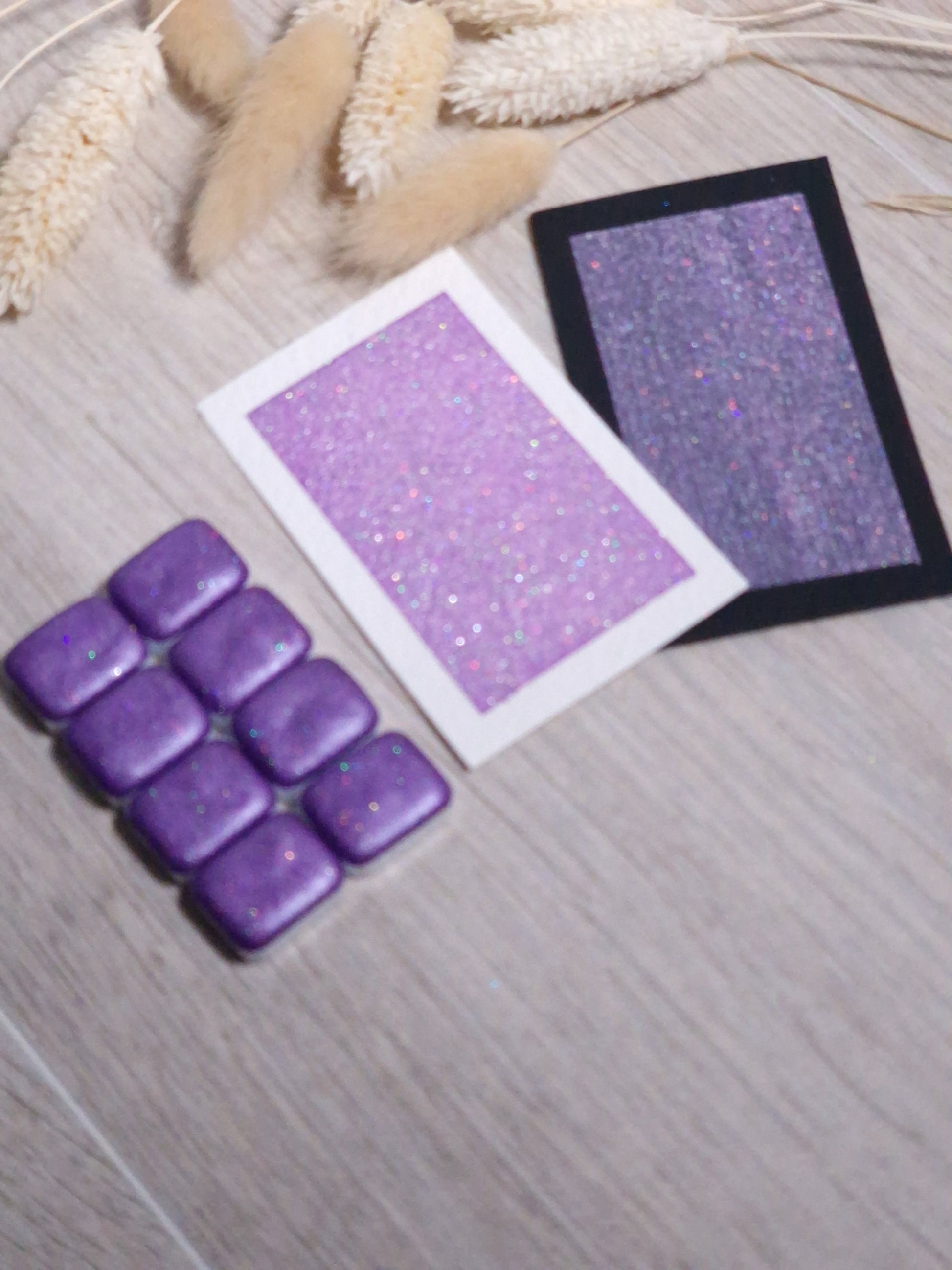 Rarity | Quart de godet d'aquarelle pailletée | aquarelle holographique violette | aquarelle scintillante violette | fabriquée à la main